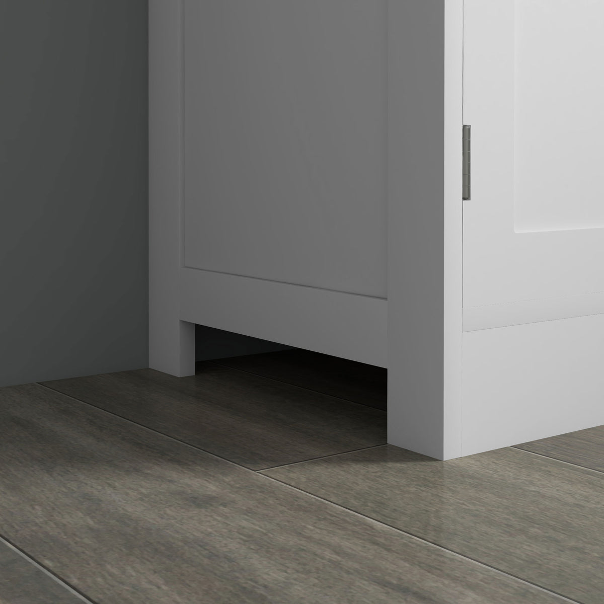 Buffet de cuisine armoire multi-rangements 2 placards, portes en verre, 4 étagères en bois blanc