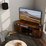 Meuble TV pour téléviseur jusqu'à 55 avec grand plateau, placards à portes et compartiment ouvert, marron