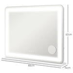 Miroir Lumineux LED intensité 3 modes d'éclairage, grossissement 10X,  port de charge USB, touche tactile - 80 x 62 cm
