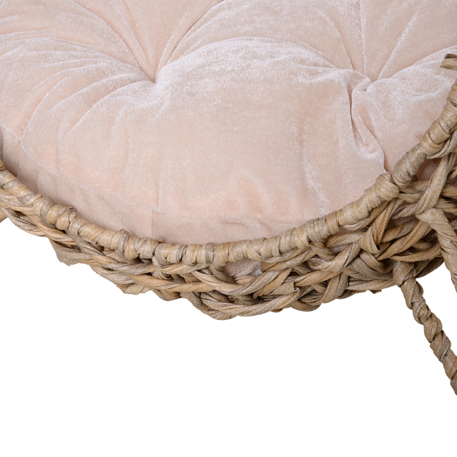 Panier chat lit surélevé chat cosy niche grotte grand confort dim. Ø 52 x 58H cm coussin moelleux inclus résine tressée imitation rotin beige