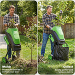 Broyeur de Végétaux Électrique 2500 W, Broyeur de Branches avec Sac de Collecte 45L, 4300 tr/min, 44x34x96cm, Vert