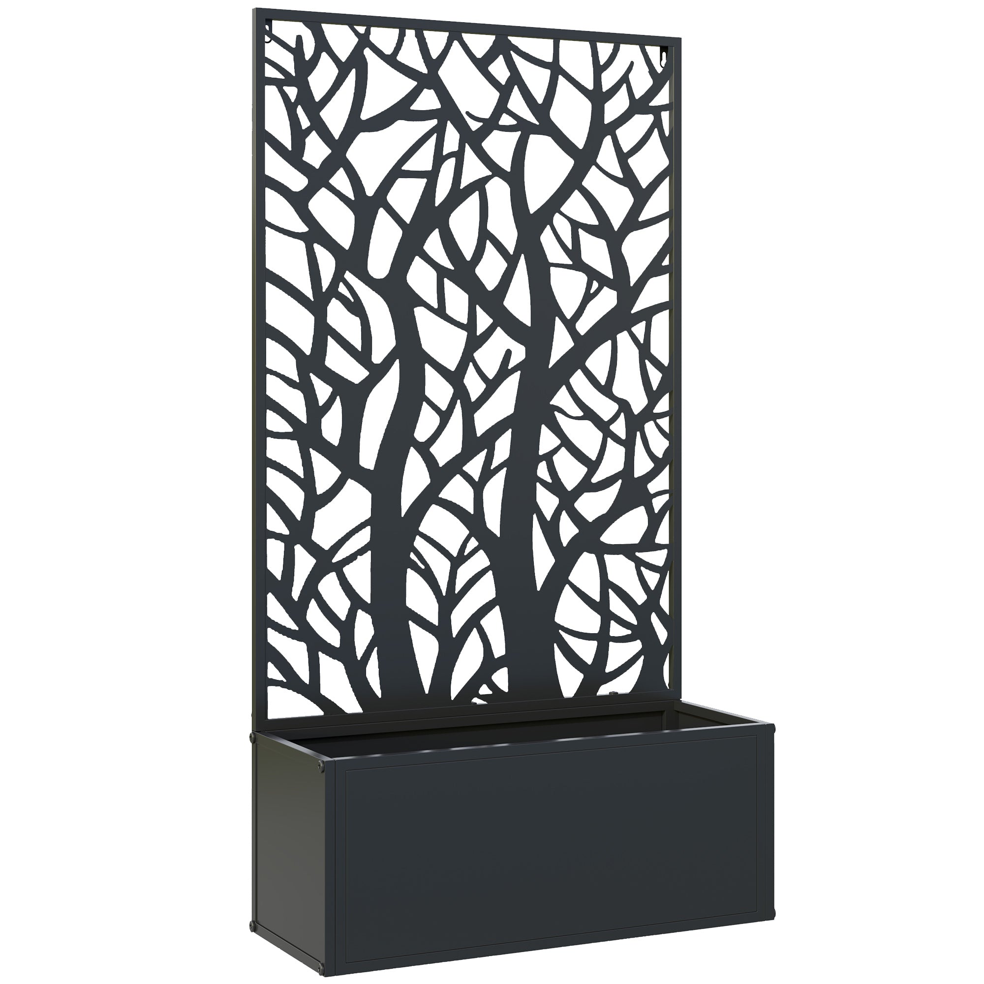 Plantenbak met klimrek, bloembak voor klimplanten, groenten, bloemen van metaal 61 x 23 x 113 cm zwart