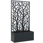 Jardinière avec treillis, bac à fleurs pour plantes grimpantes, légumes, fleurs en métal 61 x 23 x 113 cm noir