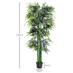 Bambou Artificiel XXL 1,80H m arbre artificiel Feuilles denses réalistes Pot Inclus Noir Vert