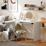 Bureau d'angle bureau en L avec étagères de rangement, plateau à clavier coulissant, 120x100x76cm, blanc