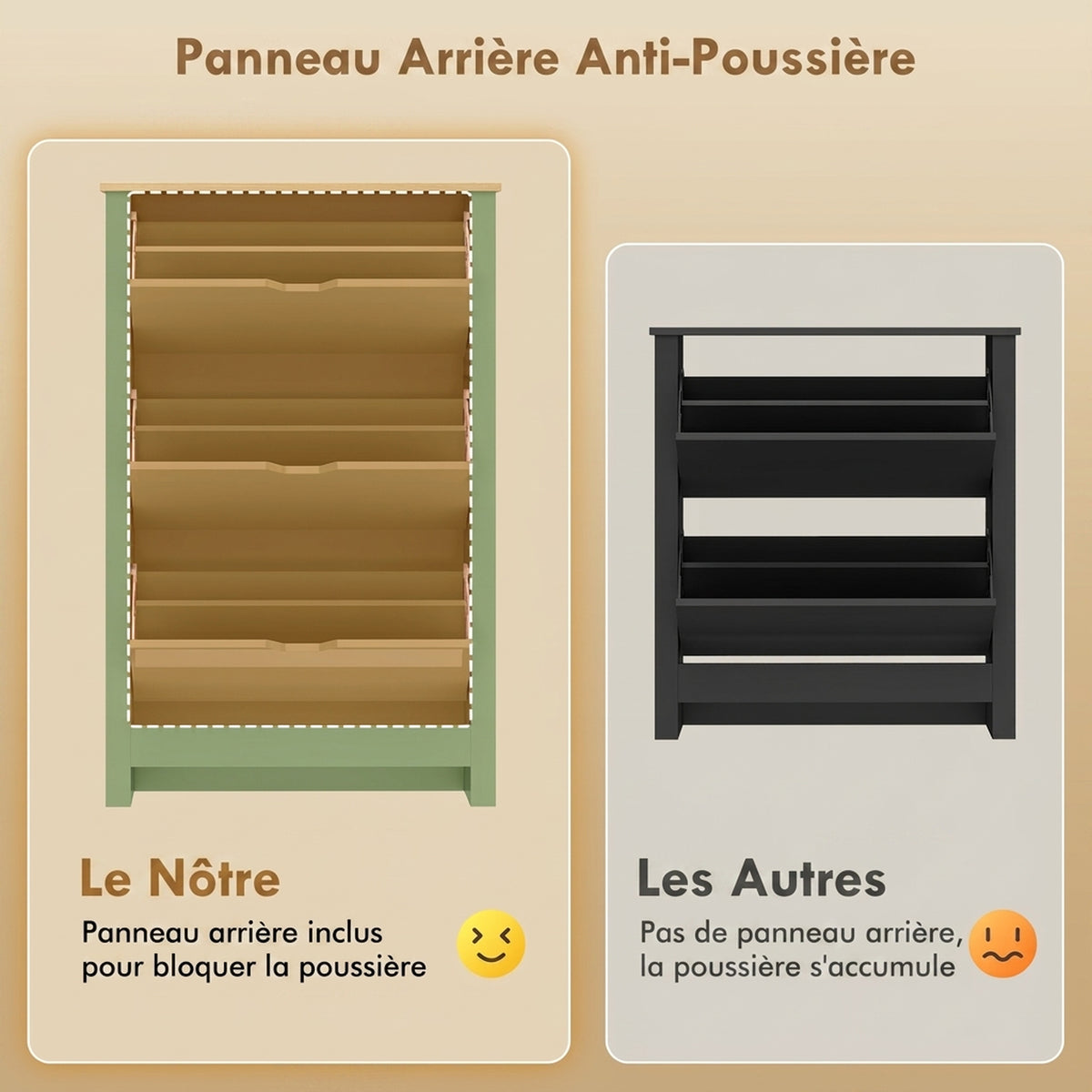 Meuble à Chaussures 18 Paires, Armoire à Chaussures à Haute Brillance, 3 Tiroirs Rabattables, Étagères Réglables, Vert