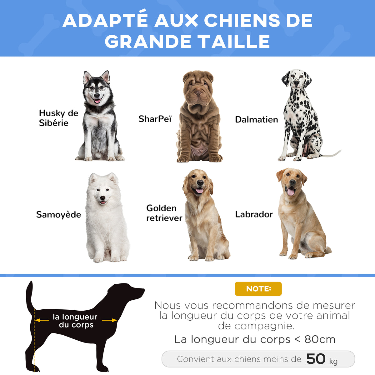 Lit sur pieds XXL pour chien chat lit de camp animal 122L x 92l x 23H cm bleu foncé