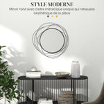 Espejo redondo de metal con perfil negro, decoración de estilo moderno, diámetro Φ65 cm