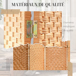 Paravent intérieur en bois 3 panneaux séparateur de pièce pliable pour salon chambre 135 x 180 cm brun clair