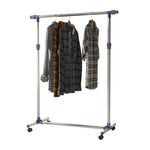 Portant à Vêtements, Tringle Réglable à Roulettes en Acier Inox, Charge Max. 25 kg, Argent