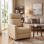 Fauteuil Relax Inclinable, Fauteuil de Relaxation en PU avec Repose-Pieds, Dossier Réglable par Poussée, Beige