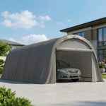 Carport tente de garage 3,6 x 7,2 m abri voiture extérieur tente de stockage avec parois latérales amovibles, gris foncé