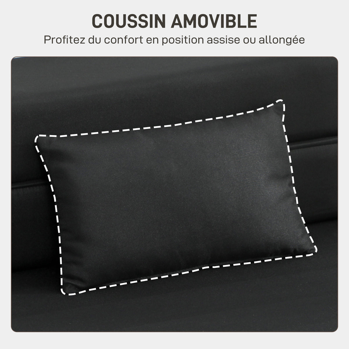 Convertible 1-seater armchair, folding bed chair, cushion included, for guests, living room, small space, 120 kg capacity, black