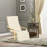 Relaxfauteuil Comfort en Ontspanning met verstelbare, afneembare voetensteun 94 x 66,5 x 100 cm Massief Hout Crème