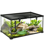 Boîte à reptiles boîte d'élevage de reptiles habitat de terrarium transparent couvercle coulissant noir