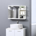 Armoire Miroir de Salle de Bain avec étagère 3 étagères latérales kit Installation Murale fourni en Bois Aspect Blanc