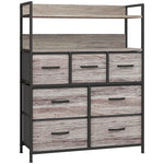Meuble de rangement commode 7 tiroirs en tissu pliables et amovibles étagères ouvertes, gris