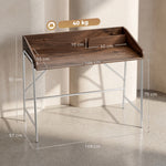 Bureau, bureau d'ordinateur 109 cm avec rebord de sécurité et structure en métal, noyer