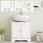 Meuble sous lavabo salle de bain avec placard à portes et étagère réglable, pour bassin avec ou sans pédestal, blanc