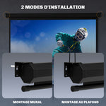 Écran de projection de 84 pouces, écran vidéoprojecteur, 4:3 4K HD, fixation mur ou plafond, 181l x 8P x 138H cm, noir