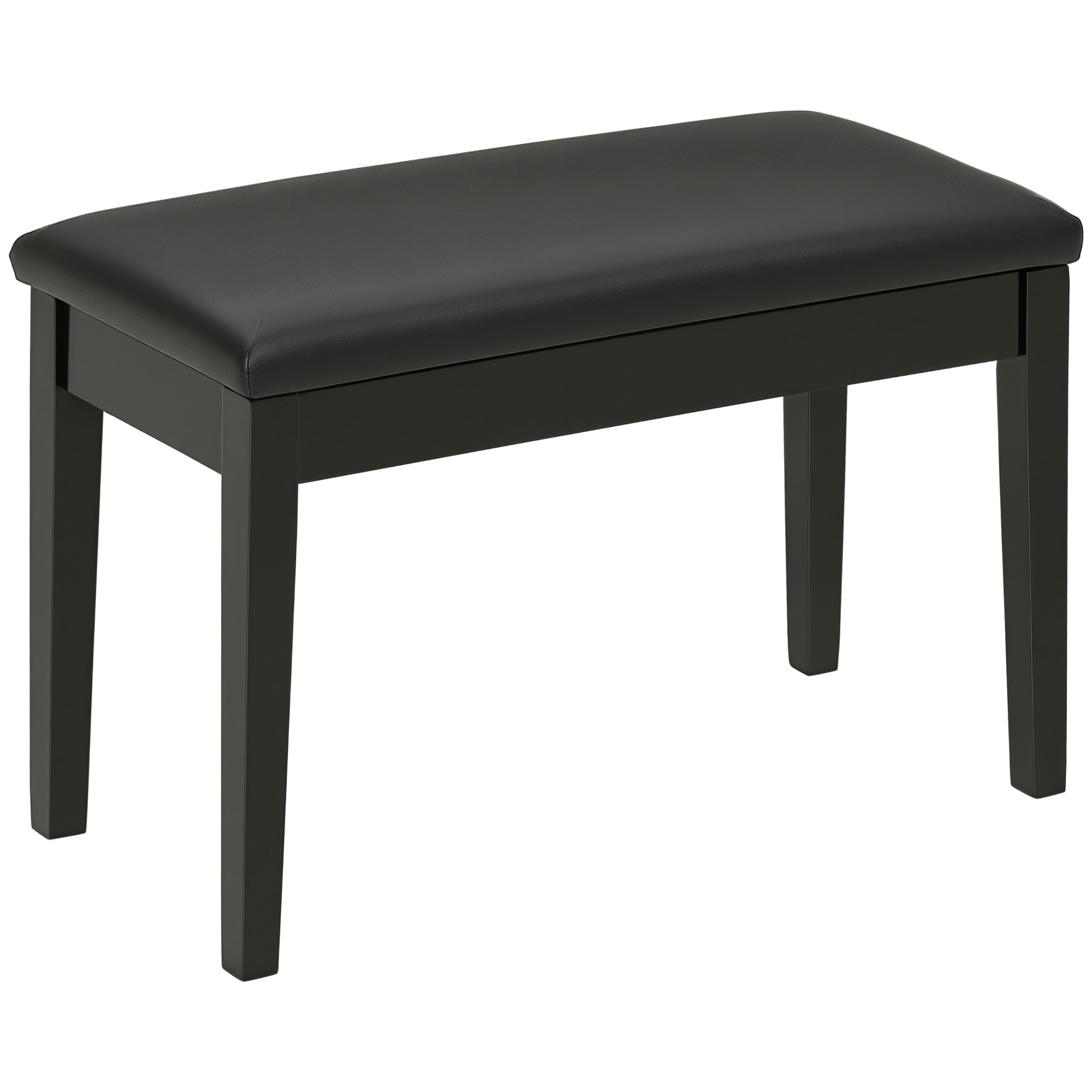 Panca per pianoforte con seduta imbottita, gambe in legno massello, rivestimento sintetico, 75 x 35 x 49, nero