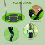 Balançoire nid d'oiseau Ronde balançoire Panier Ø 110 cm 4 Anneaux Inclus métal époxy Oxford Haute densité Vert