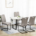 Lot de 4 chaises de salle à manger revêtement microfibre avec pieds luge en acier et poignée 43 x 58,5 x 99,5 cm marron