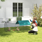 Parc enclos cage lapin extérieur structure acier avec protection solaire et portes verrouillables 185 x 75 x 75 cm vert