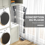 Séchoir à Linge étendoir pliable ailes latérales utilisation intérieure et extérieure 142 x 55 x 172 cm 4 niveaux gris