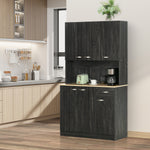 Buffet de cuisine armoire de cuisine contemporaine multi-rangements 6 portes 1 tiroir + grand plateau
