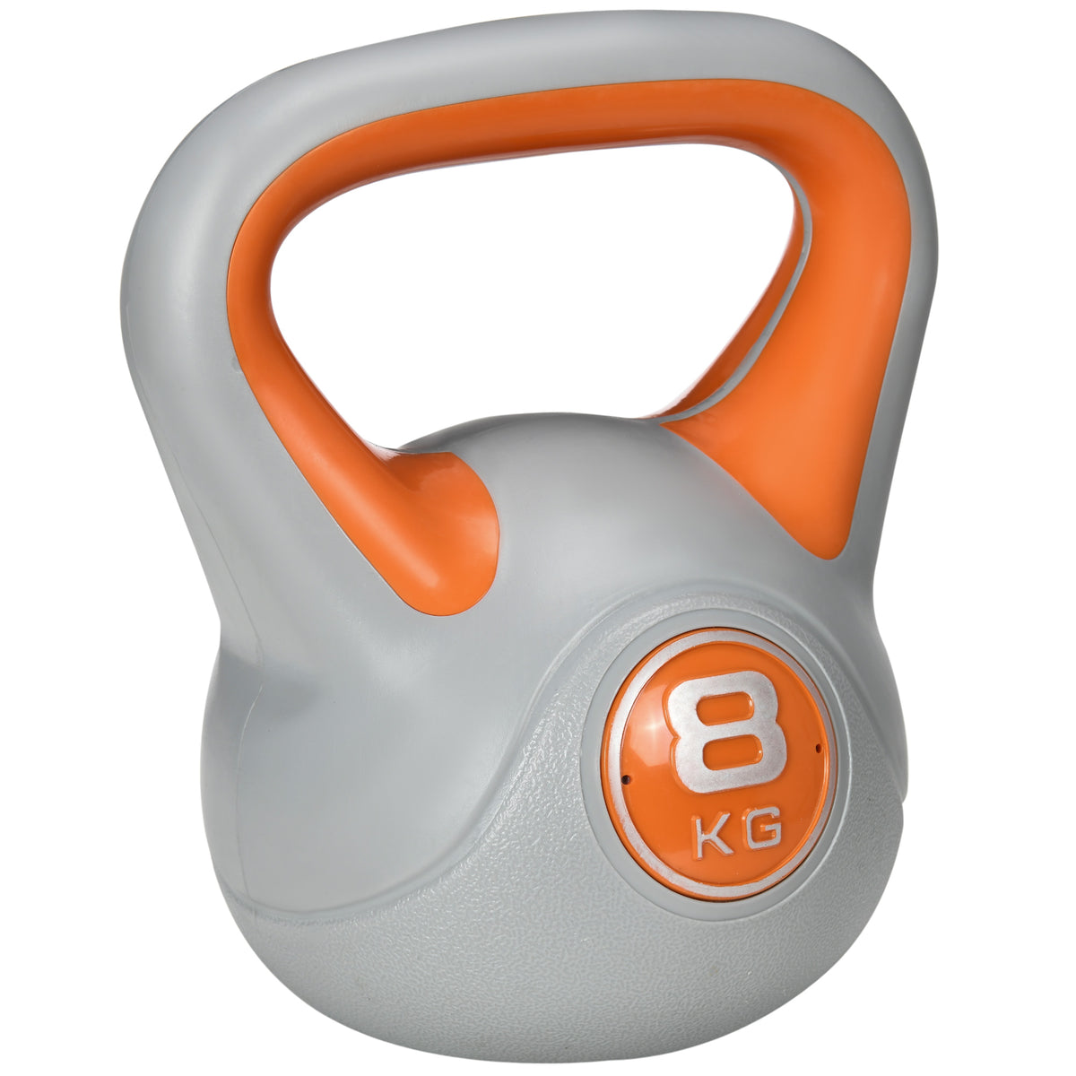 Kettlebell 8 kg, haltère avec poignée ergonomique, haltère à boule, musculation, entraînement, 20 x 14 x 24 cm, orange