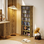 Rangements pour CD et DVD avec 8 compartiments et 6 étagères réglables, capacité max. 360 CD/185 DVD et Blu-ray, marron