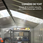 Abri de jardin 5,4 m² 2,77 x 1,95 x 1,92 m kit de fondation incluse porte coulissante ventilations tôle acier gris foncé