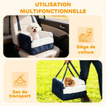 Siège auto pour chien avec ceinture de sécurité et fixation, siège de voiture pour chiens 55 x 46 x 32 cm bleu marine