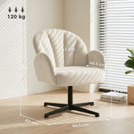 Fauteuil salon pivotant fauteuil d'appoint rembourré en velours dossier en forme de coquille coussin à ressorts beige