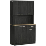 Buffet de cuisine armoire de cuisine contemporaine multi-rangements 6 portes 1 tiroir + grand plateau