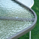 Table de Jardin rectangulaire dim. 140L X 80l x 70H cm métal époxy Gris Plateau Verre trempé