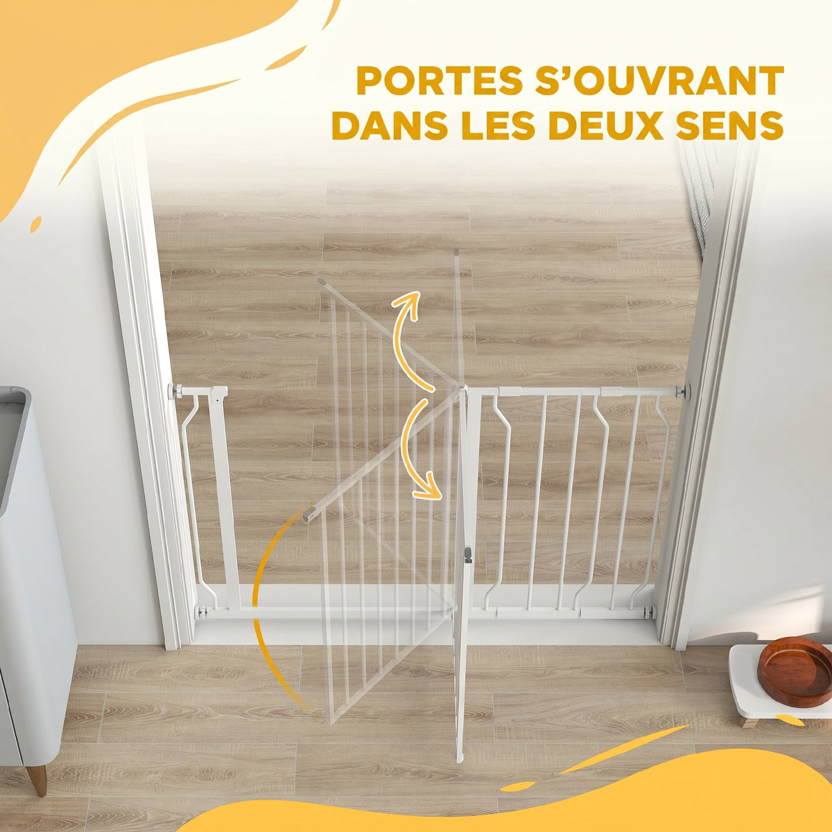 Barrière de sécurité barrière pour animal domestique longueur réglable dim. 75-115L x 76H cm blanc