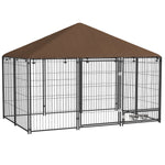 Chenil extérieur pour Chiens en acier et Tissu Oxford Support gamelle et Toit résistant aux intempéries Espace spacieux-0