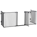 Barrière de sécurité parc enclos chien modulable pliable porte intégrée 300L max. x 74,5H cm métal PP noir