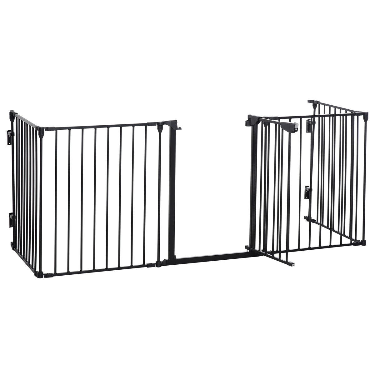 Barrière de sécurité parc enclos chien modulable pliable porte intégrée 300L max. x 74,5H cm métal PP noir