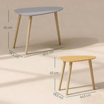 Lot de 2 tables basses gigognes design scandinave pieds en bois et plateau en bois, gris et jaune