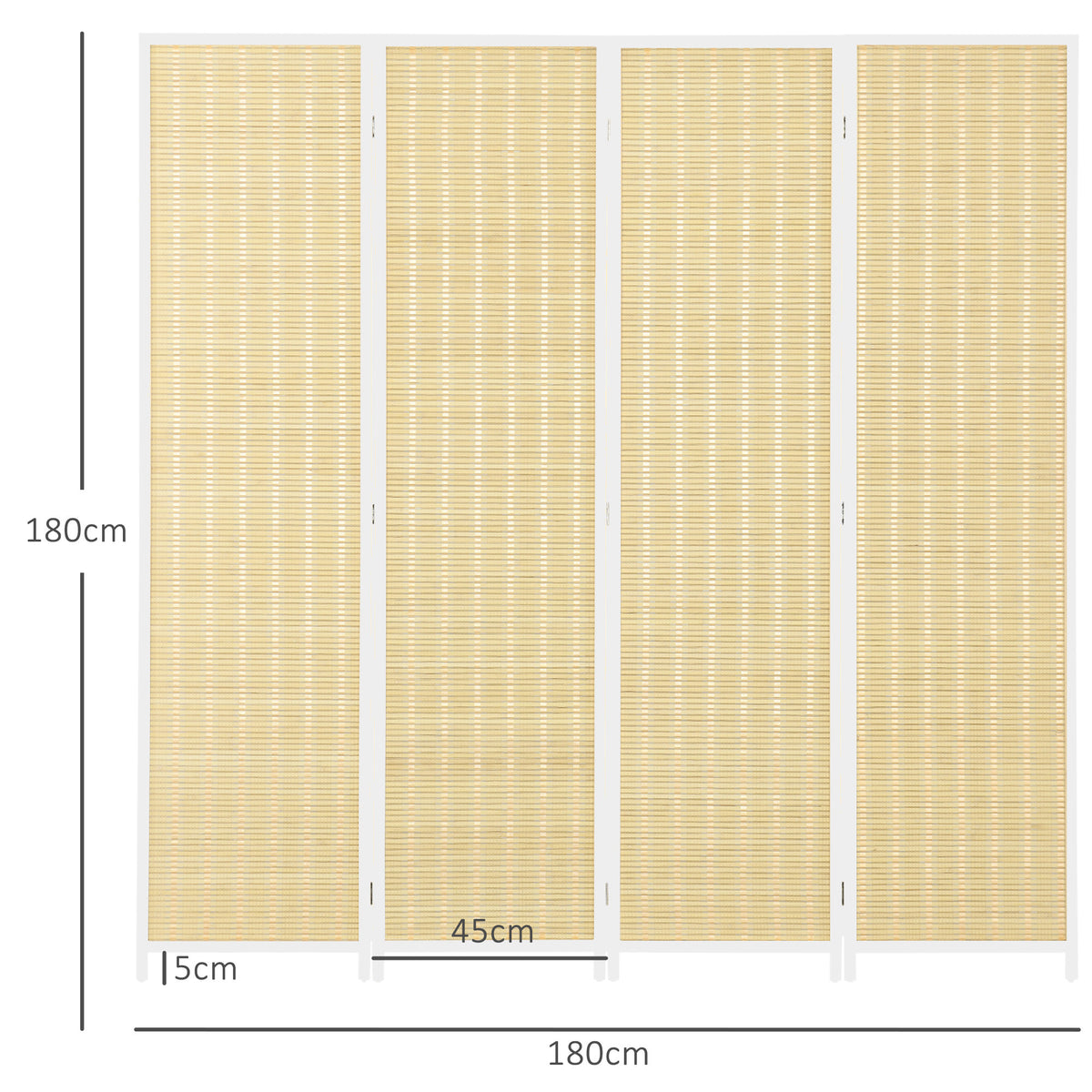 Paravent en bois séparateur de pièce closion de séparation pliable 4 panneaux 180 x 180 cm bois naturel