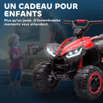 Quad électrique enfant de 3 à 5 ans 12 V 2 moteurs 2 vitesses 3-6 km/h phares LED klaxon rouge
