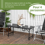 Table de jardin rectangulaire pliable camping pour 4 personnes hauteur réglable 118 x 60 x 74 cm