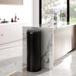 Poubelle cuisine automatique 50L acier inoxydable, poubelle à couvercle à fermeture en douceur, 30,5x30,5x85cm, noir