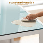 Ensemble table à manger et chaises pour 4 personnes, plateau rectangulaire en verre, pour cuisine salon maison, blanc