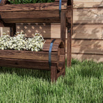 Jardinière sur pieds surélevée avec treillis carré potager 2 niveaux pour terrasse, balcon jardin 42 x 49 x 80 cm marron