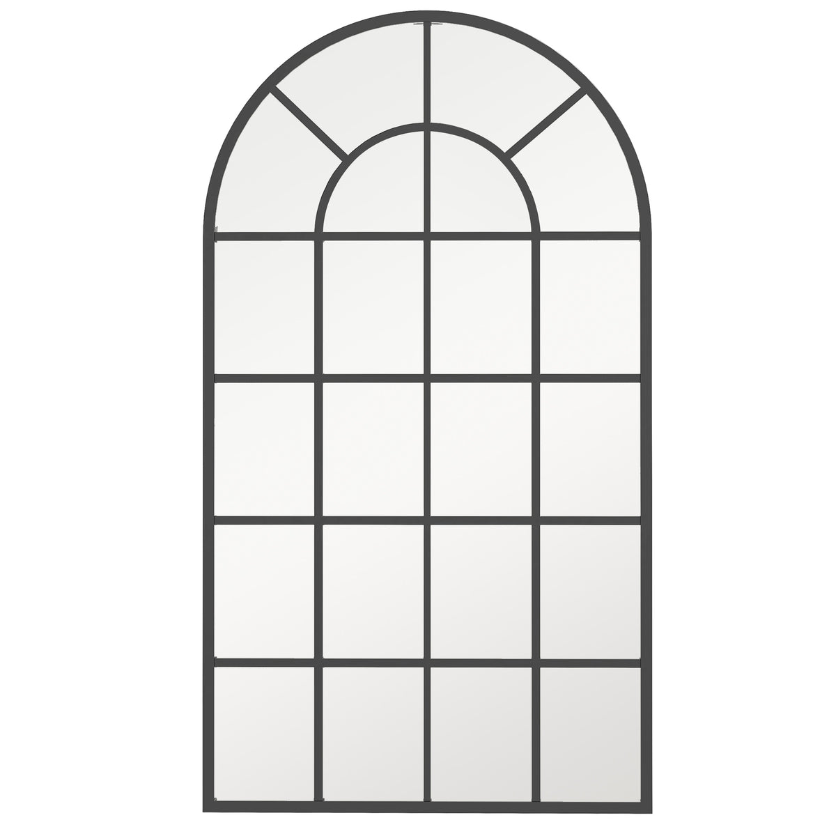 Miroir verrière arche style industriel fenêtre arcade métal 110 x 65 cm noir