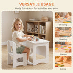 Bureau et Chaise pour Enfant avec Plateau Réversible Tableau Noir, 3 à 6 Ans, Blanc
